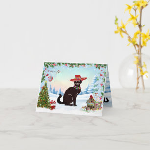 Black Cat Happy Holidays Card