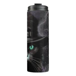Black Cat Hat Argyle Alcohol Ink Thermal Tumbler