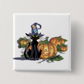 BLACK CAT, HAT & JACK by SHARON SHARPE 15 Cm Square Badge
