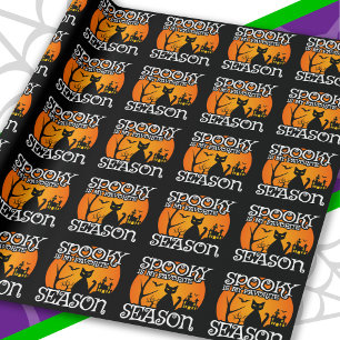 Black Cat Haunted Spooky Season Happy Halloween Wrapping Paper
