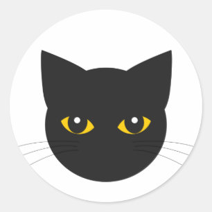 Black cat head Classic Round Sticker