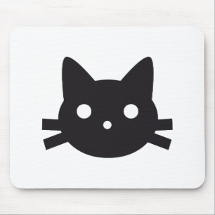 Black cat head design mouse mat