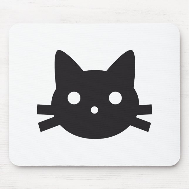 Black cat head design mouse mat (Front)