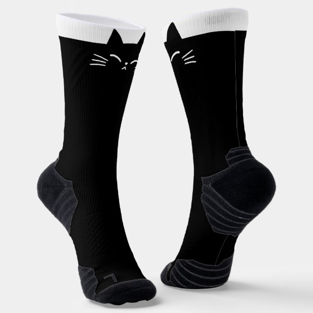 Black Cat Head Socks (Angled)