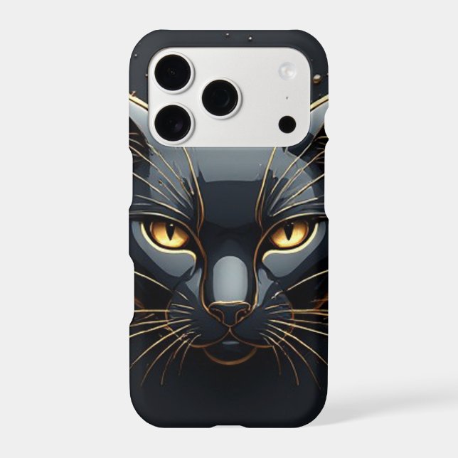 Black Cat Head With Gold Drip Design 🐈 (Back)