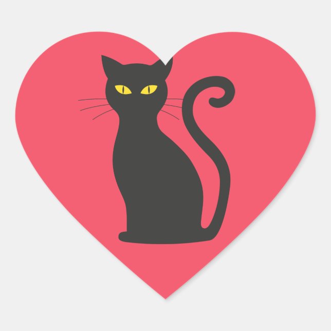 BLACK CAT HEART SHAPED STICKERS (Front)