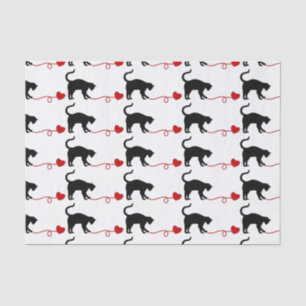 Black Cat & Heart Shaped Yarn (Red) Tissue Paper