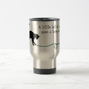 Black Cat & Heart Shaped Yarn (Turquoise) Travel Mug