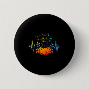 Black Cat Heartbeat Halloween Pumpkin For Women 6 Cm Round Badge
