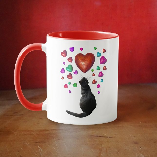 Black Cat Hearts Valentine Mug (Creator Uploaded)