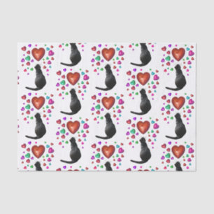 Black Cat HeartsTissue Paper