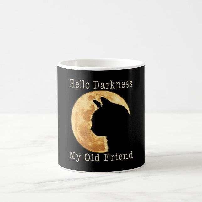 Black Cat Hello Darkness My Old Friend Coffee Mug (Center)
