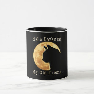 Black Cat Hello Darkness My Old Friend Mug