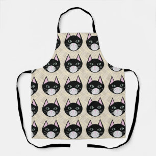 Black Cat Herringbone Beige Apron