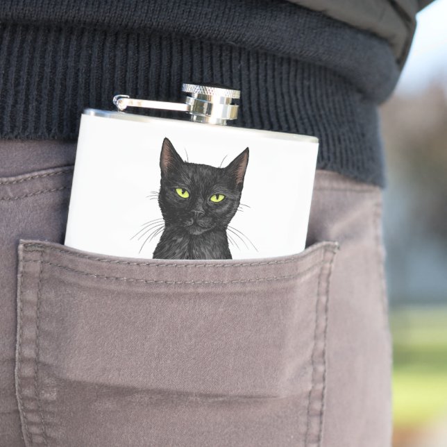 Black cat hip flask (In Situ)