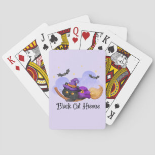 Black Cat Hisses – Halloween Witch Cat Playing Cards