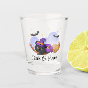 Black Cat Hisses – Halloween Witch Cat Shot Glass
