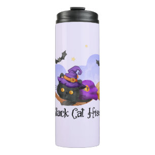 Black Cat Hisses – Halloween Witch Cat Thermal Tumbler