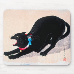 Black Cat Hissing Fine Art by Hiroaki Takahashi Mouse Mat