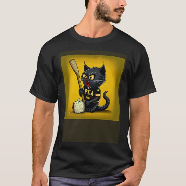 Black Cat Hockey Corn On The Cob T-Shirt (Front)