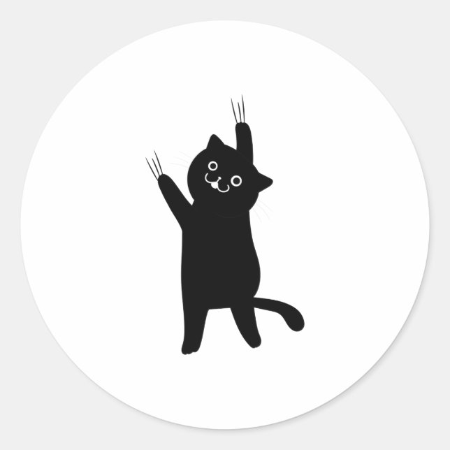 Black Cat Holding On  Classic Round Sticker (Front)