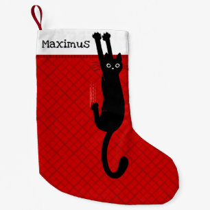 Black Cat Holding On Funny Christmas Stocking