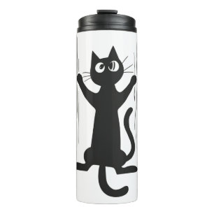 Black Cat Holding On Thermal Tumbler