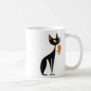 Black Cat Holding Orange Rat Coffee Mug