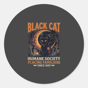Black Cat Humane Society Halloween Crescent Moon L Classic Round Sticker