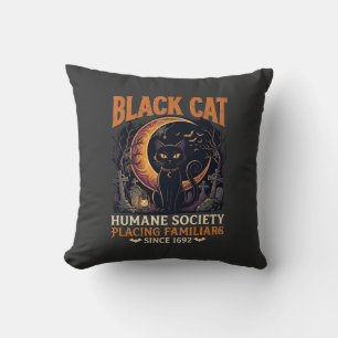Black Cat Humane Society Halloween Crescent Moon L Cushion