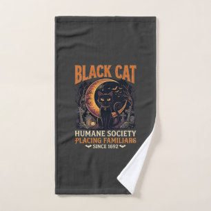 Black Cat Humane Society Halloween Crescent Moon L Hand Towel