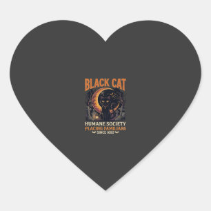 Black Cat Humane Society Halloween Crescent Moon L Heart Sticker
