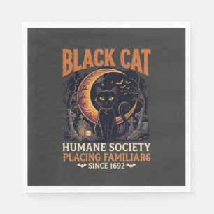 Black Cat Humane Society Halloween Crescent Moon L Napkin