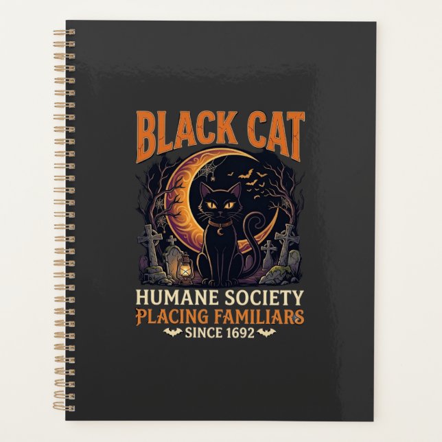 Black Cat Humane Society Halloween Crescent Moon L Planner (Front)