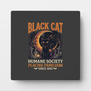 Black Cat Humane Society Halloween Crescent Moon L Plaque