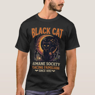 Black Cat Humane Society Halloween Crescent Moon L T-Shirt