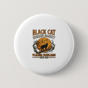 Black Cat Humane Society Halloween Full Moon Bats_ 6 Cm Round Badge