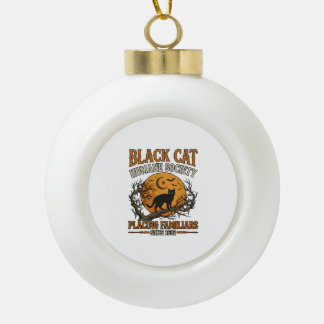 Black Cat Humane Society Halloween Full Moon Bats_ Ceramic Ball Christmas Ornament