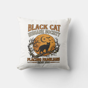 Black Cat Humane Society Halloween Full Moon Bats_ Cushion