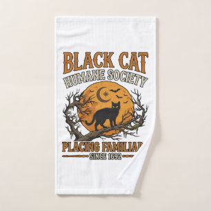 Black Cat Humane Society Halloween Full Moon Bats_ Hand Towel