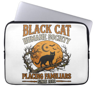 Black Cat Humane Society Halloween Full Moon Bats_ Laptop Sleeve
