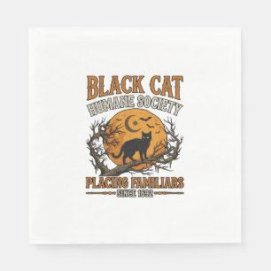 Black Cat Humane Society Halloween Full Moon Bats_ Napkin