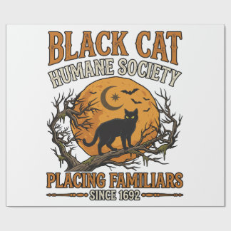 Black Cat Humane Society Halloween Full Moon Bats_ Wrapping Paper
