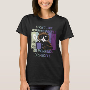 Black Cat I Hate Mornings and People Introvert Fel T-Shirt