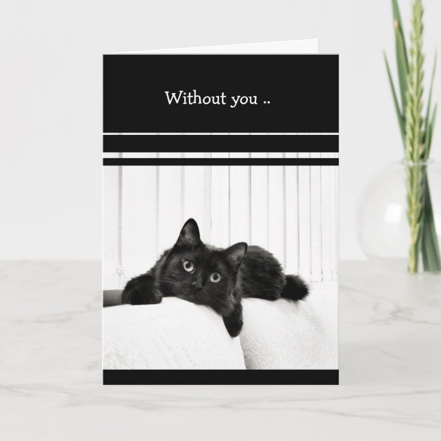 Black Cat I Miss You card (Front)