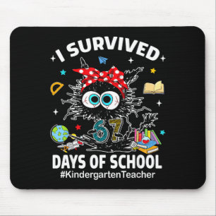 Black Cat I Survived 67 Days Of School Kindergarte Mouse Mat