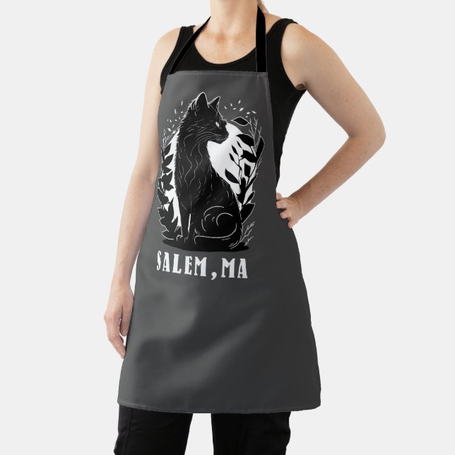 Black Cat Illustration | Salem Apron (Insitu)