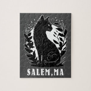 Black Cat Illustration Salem Jigsaw Puzzle
