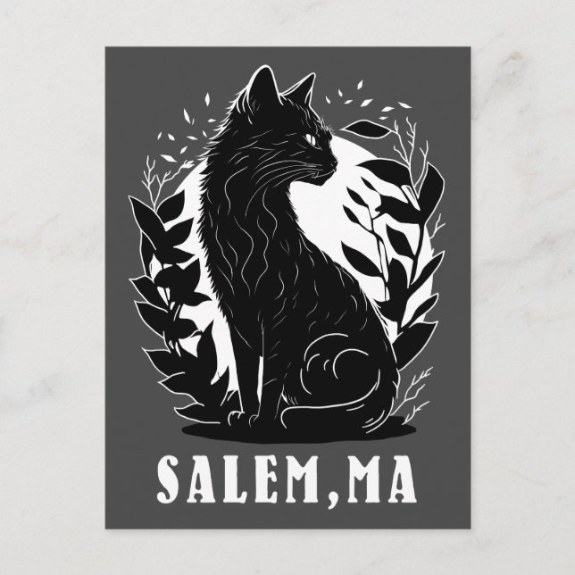 Black Cat Illustration | Salem Postcard (Front)