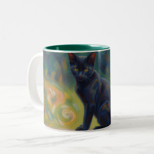 Black Cat Impressionist Art Cat Lover Mug